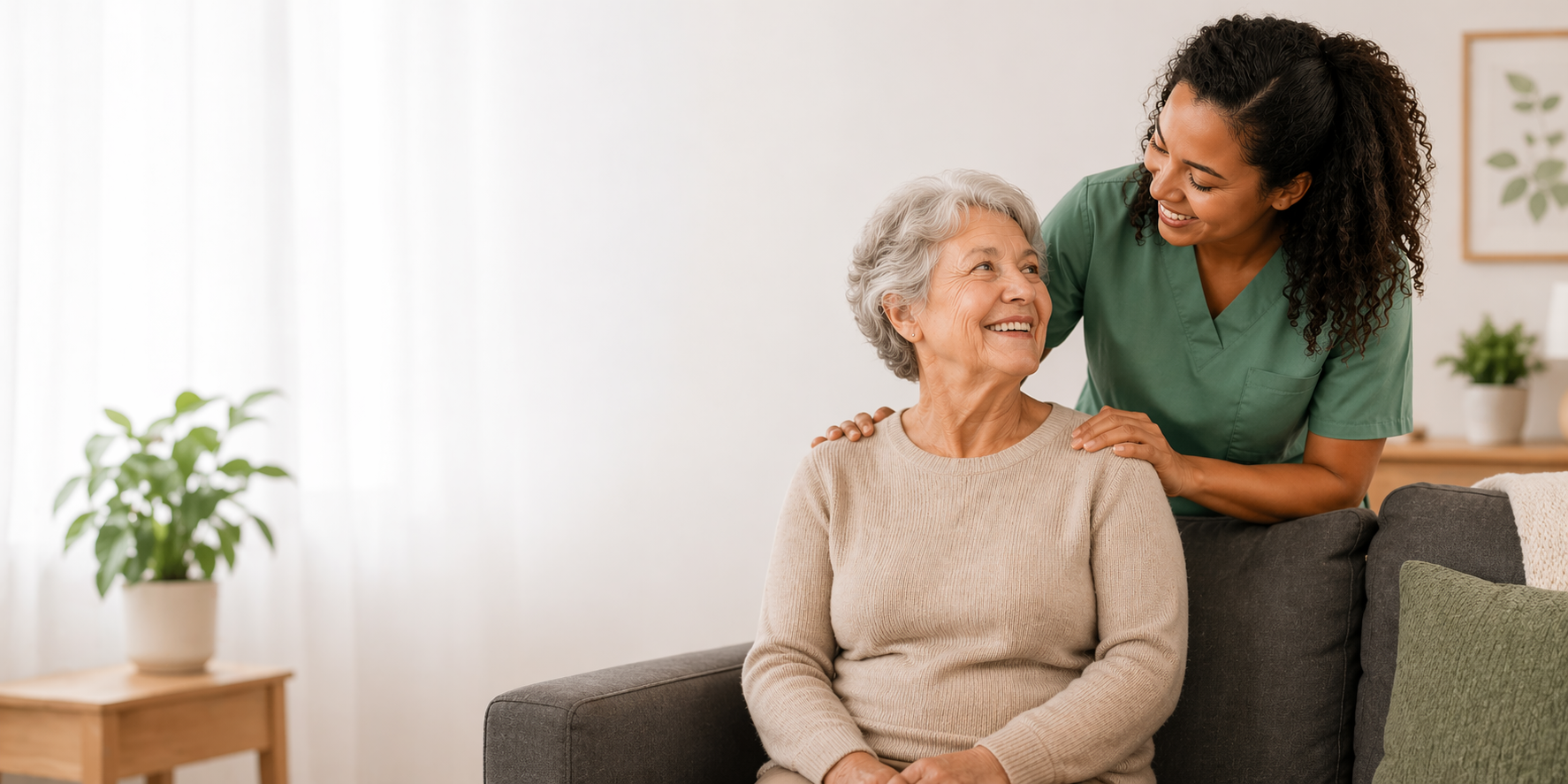 Caregiver helping senior at home